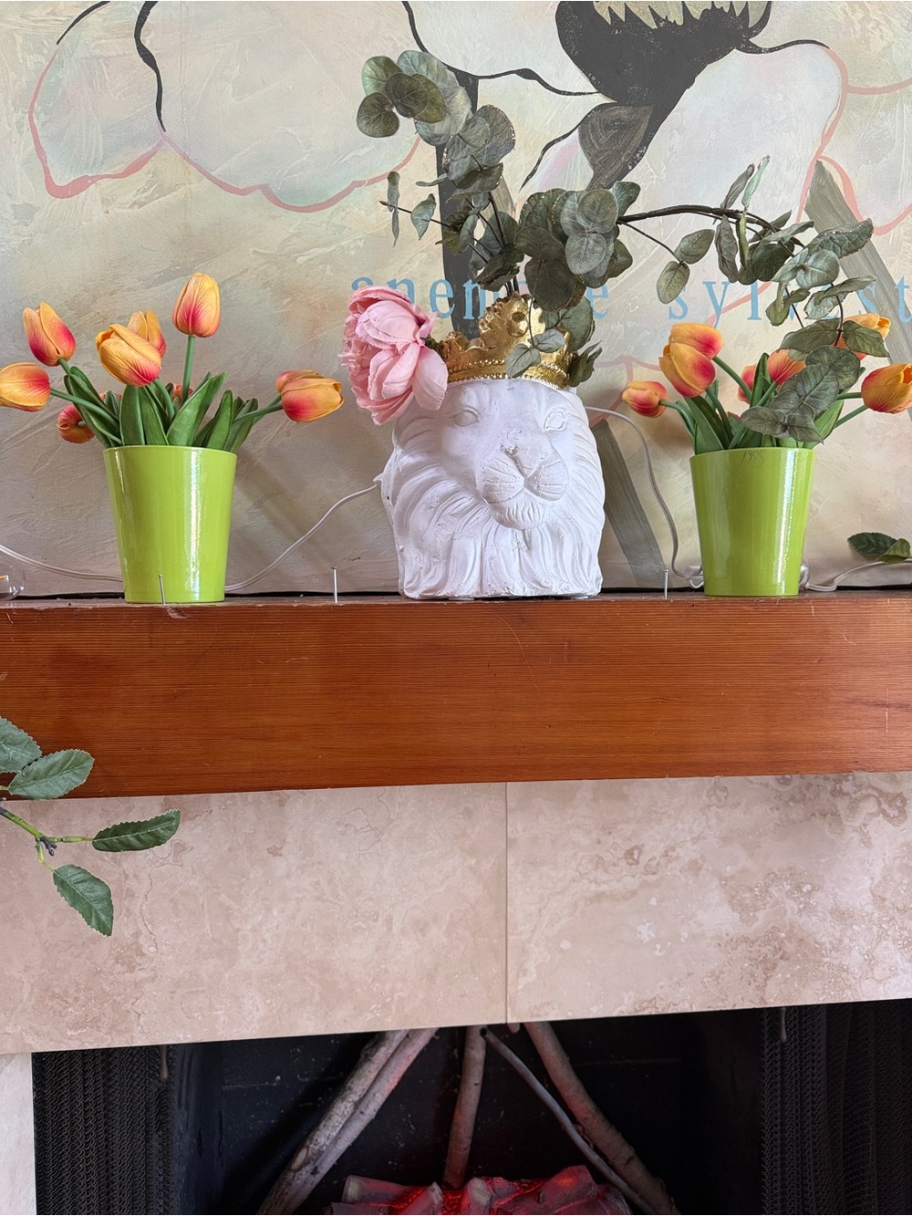Green Tulip Planter Pair with Orange Tulip Accents - Picture 4 of 4
